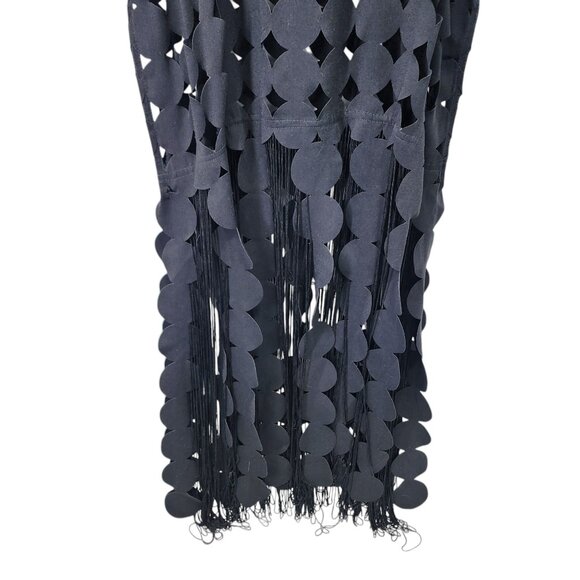 Anthropologie Black Geometric Cutout Fringe Tunic One Size Polyester‎ & Rayon - Picture 10 of 12